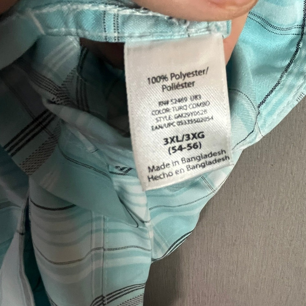 George Button Down Shirt 3XL Plaid Light Blue Short Sleeve Fair - Picture 11 of 13